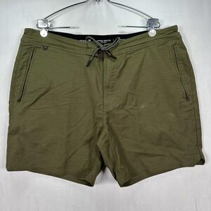 Roark‎ Layover Traveler Shorts Mens 38 Green Everyday Drawstring Zip 6" Pockets
